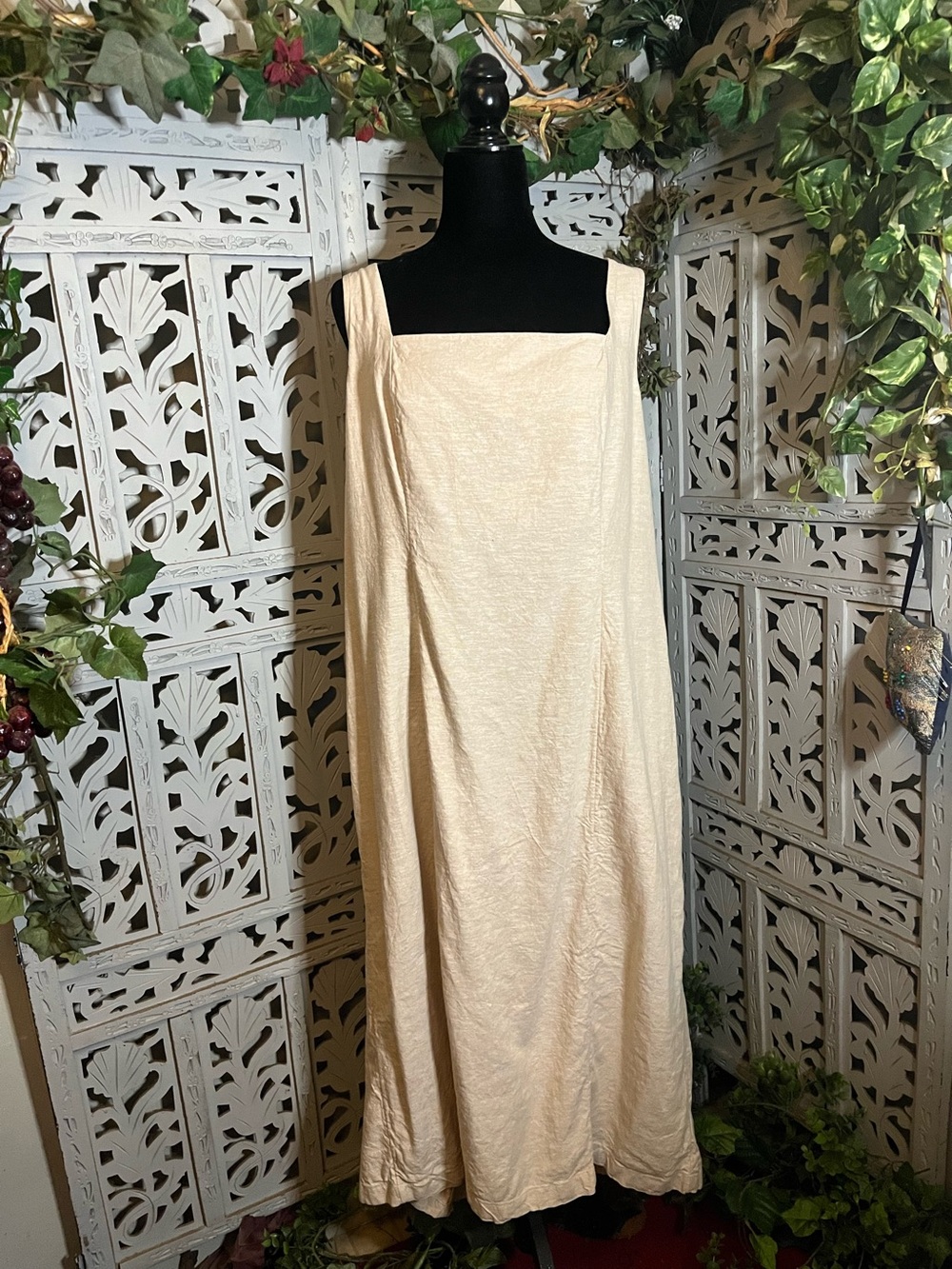 OLD NAVY TERRIFIC TAN SLEEVELESS LINEN MAXI JUMPER DRESS